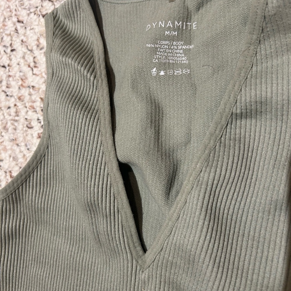 Dynamite Sage Green Kelly Ribbed Cropped Tank - Picture 3 of 3
